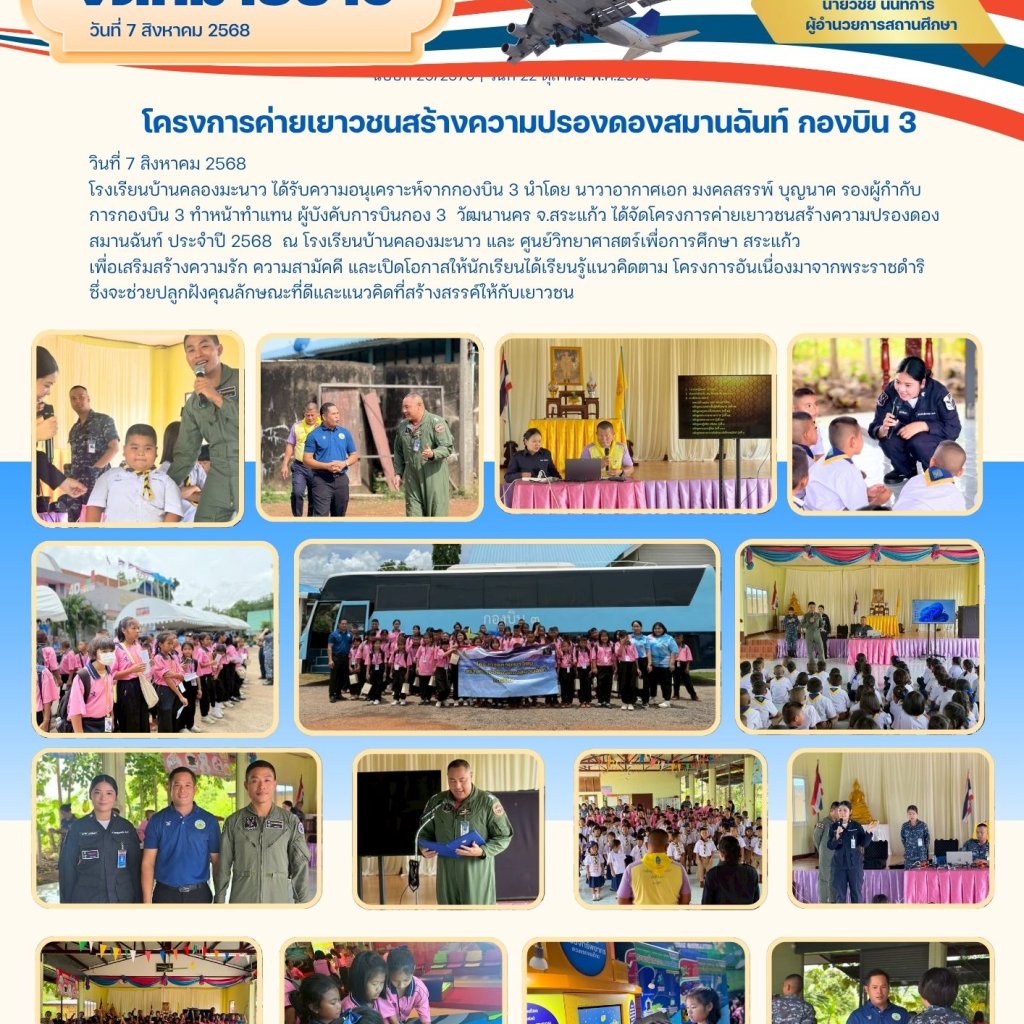 โครงการค่ายเยาวชนสร้างความปรองดองสมานฉันท์ กองบิน 3