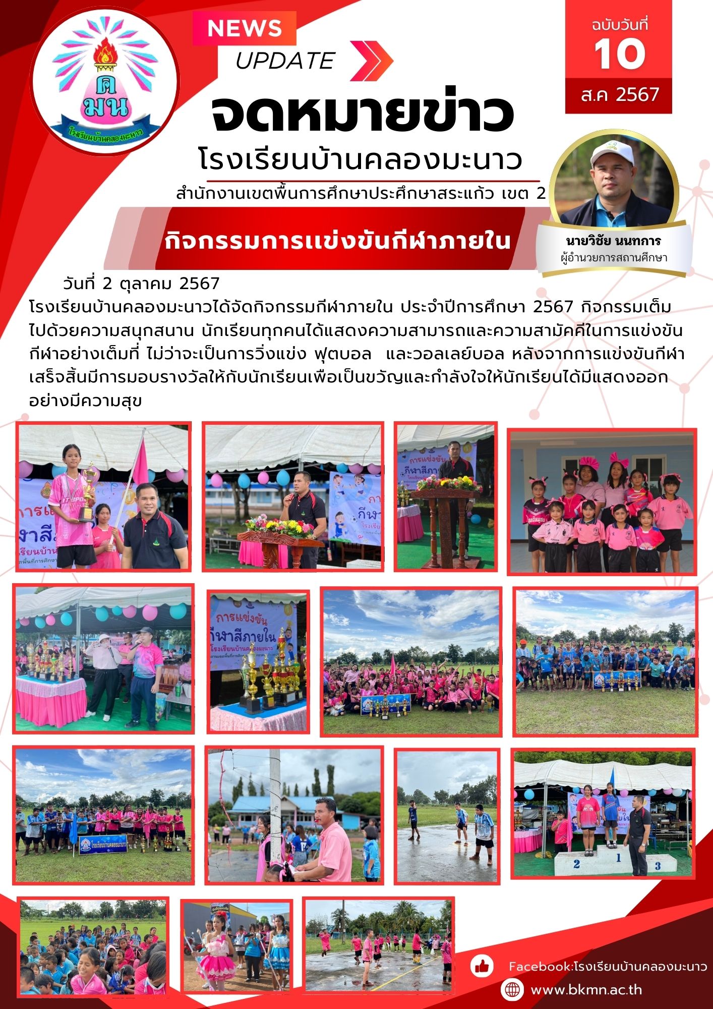 กิจกรรมการแข่งขันกีฬาภายในโรงเรียน ประจำปีงบประมาณ 2567