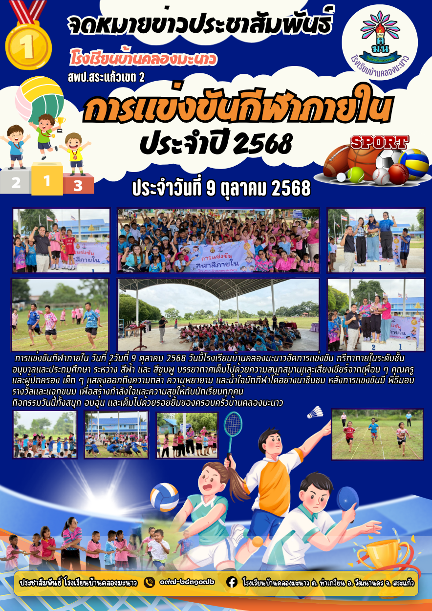 การแข่งขันกีฬาภายในโรงเรียน ปีการศึกษา 2568